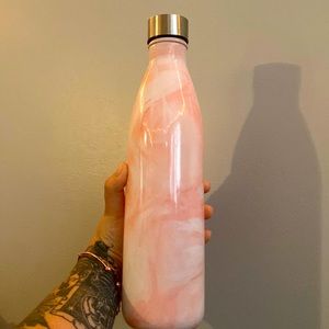 Pink Marbled Glass Water Bottle